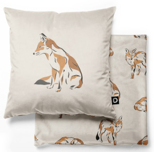 Poduszka dekoracyjna Nature 40x40 cm lisy na beżowym tle SELSEY