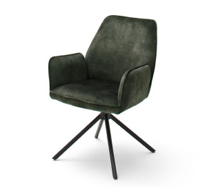 Krzesło z podłokietnikami Toryders obrotowe oliwkowy welur SELSEY