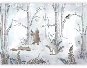 Fototapeta Rysowany las 350x256 cm na niebieskim tle SELSEY