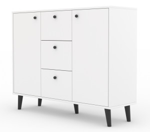 Komoda dwudrzwiowa Tallanzi 120 cm biała z czarnymi nóżkami SELSEY