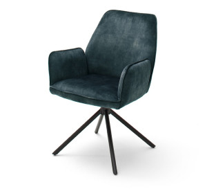 Krzesło z podłokietnikami Toryders obrotowe niebieski welur SELSEY