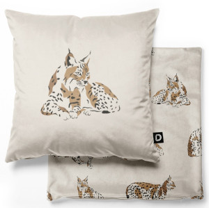 Poduszka dekoracyjna Nature 40x40 cm rysie na beżowym tle SELSEY