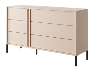 Komoda Odesty z sześcioma szufladami 137 cm Beżowa SELSEY