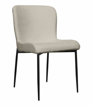 Krzesło tapicerowane Neul jasnoszara bouclé na czarnych nogach SELSEY