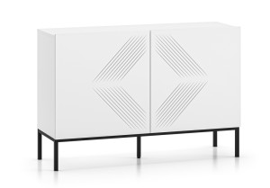 Komoda dwudrzwiowa Nebbato 114 cm biała z czarnym stelażem SELSEY