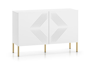 Komoda dwudrzwiowa Nebbato 114 cm biała ze złotymi nóżkami SELSEY