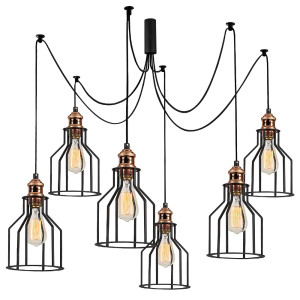 Lampa wisząca Franklog x6 żyrandol czarna SELSEY