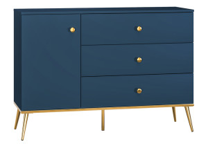 Komoda jednodrzwiowa Maturie z trzema szufladami 120 cm Granatowy SELSEY