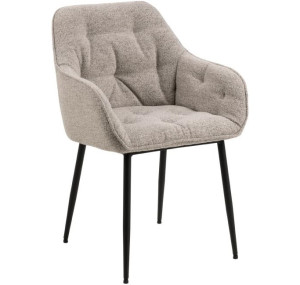 Krzesło tapicerowane Agamos beżowe z podłokietnikami na metalowych nóżkach boucle SELSEY