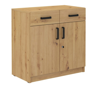 Komoda dwudrzwiowa Stundly z szufladami 80 cm Dąb artisan SELSEY