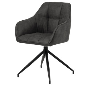 Krzesło tapicerowane obrotowe Hongor ciemny szary na czarnych nogach SELSEY