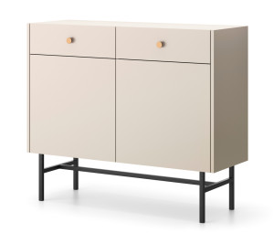 Komoda dwudrzwiowa Divenos z szufladami 104 cm Szary beż SELSEY