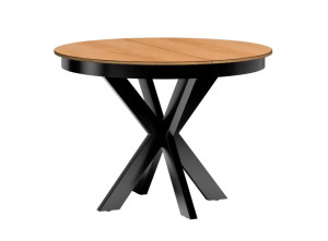 Stół rozkładany do jadalni Fonti okrągły 110-150x110 cm dąb karmel na czarnych nogach SELSEY