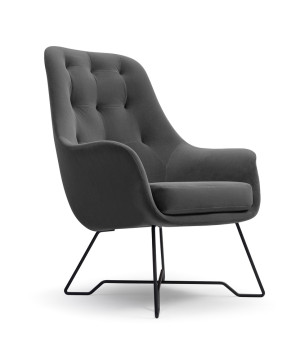 Fotel kubełkowy Meknes ciemnoszary velvet łatwoczyszczący SELSEY