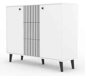 Komoda dwudrzwiowa Complinni 120 cm biała lamele SELSEY