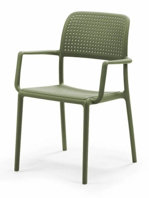 Krzesło ogrodowe z podłokietnikami Bora Nardi z certyfikowanego tworzywa zielone SELSEY