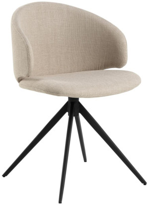 Krzesło tapicerowane obrotowe Agatelo na czarnej podstawie beżowy melanż SELSEY