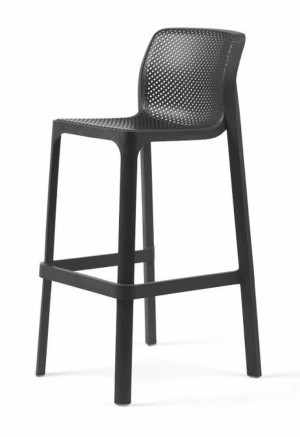 Krzesło barowe Net Nardi z certyfikowanego tworzywa antracytowe SELSEY