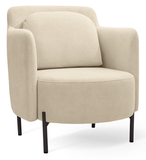 Fotel kubełkowy Venessel beżowy welur łatwoczyszczący na czarnych nóżkach SELSEY