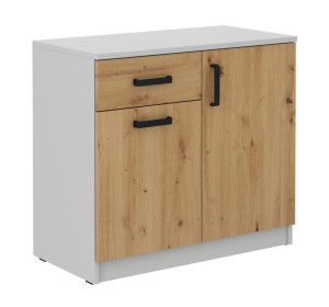 Komoda dwudrzwiowa Stundly z szufladą Szary/Dąb artisan SELSEY