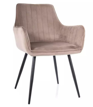 Krzesło tapicerowane Apple beżowy velvet SELSEY