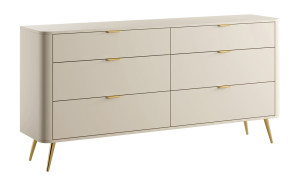 Komoda Oval z sześcioma szufladami 173 cm beż piaskowy SELSEY