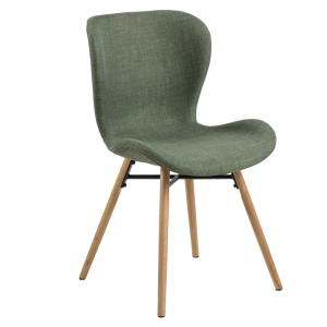 Krzesło tapicerowane Glena zielona tkanina na dębowych nóżkach SELSEY