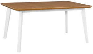 Stół drewniany do jadalni rozkładany Ofitied 140-180x80 cm biały/dąb naturalny SELSEY