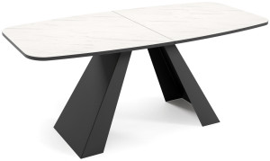 Stół rozkładany do jadalni Ossord 160-198x80 cm Marmur Bianco z czarnymi nogami SELSEY