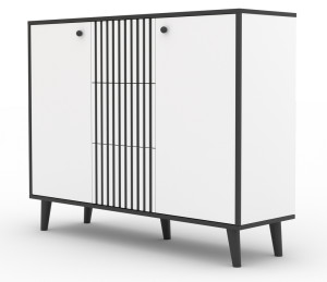 Komoda dwudrzwiowa Mahimmi 120 cm biała/czarna lamele SELSEY