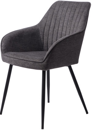 Krzesło tapicerowane z podłokietnikami Sevitle pikowane oparcie grafitowe SELSEY