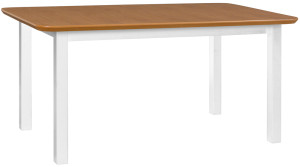 Stół drewniany do jadalni rozkładany Cobride 160-200x90 cm biały/dąb naturalny SELSEY