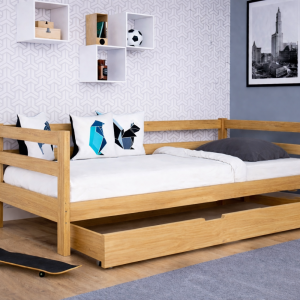 Łóżko Slim B Senpo 90x200 cm drewniane, młodzieżowe, z szufladą, stelaż w zestawie