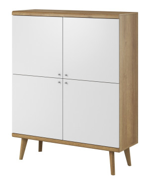 DRIMO komoda wysoka PK107 dąb riviera/biały