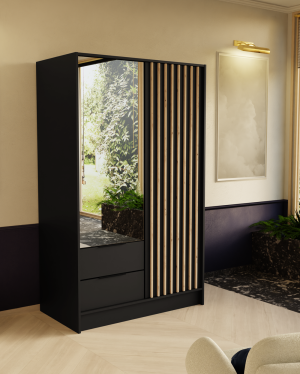 Szafa do przedpokoju z lamelami i lustrem 102 cm- ORE