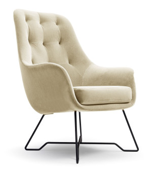 ENZO Wygodny Fotel tapicerowany z pikowanym oparciem
