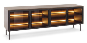 LUMIN Szafka RTV 4D + LED do salonu w kolorze Dąb Dunin