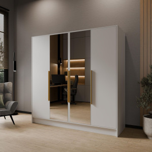 LUSO Szafa gładka 200 z lustrem i uchwytami