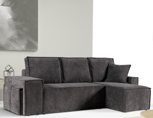 COLIN Narożnik uniwersalny rozkładany z pufami w zestawie