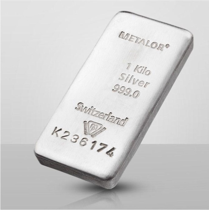 Metalor sølvbarre 1000g
