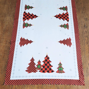 Bieżnik świąteczny 60x120 w kolorze białym z choinkami