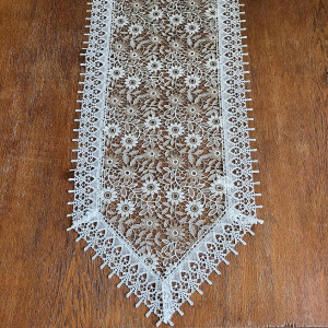 Gipiurowy bieżnik 40x150 w kremowo-brązowe kwiaty