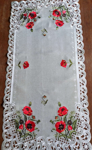 Bieżnik 60x120 w kolorze beżowym z czerwonymi makami