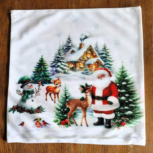 Bożonarodzeniowa poszewka dekoracyjna Chatka Świętego Mikołaja
