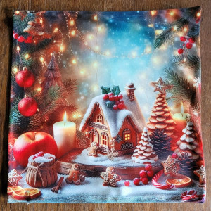 Bożonarodzeniowa poszewka dekoracyjna Domek z piernika