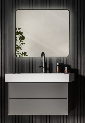 Rektangulär Badrumsspegel LED NOAH 80x70 cm – Mattsvart – Imfri & Justerbart ljus
