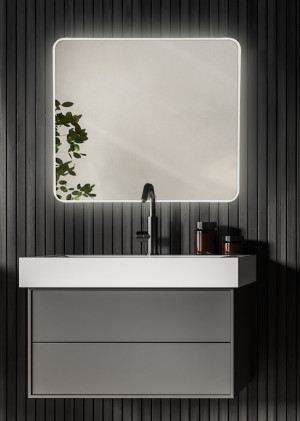 Rektangulär Badrumsspegel LED NOAH 120x70 cm – Mattvit – Imfri & Justerbart ljus