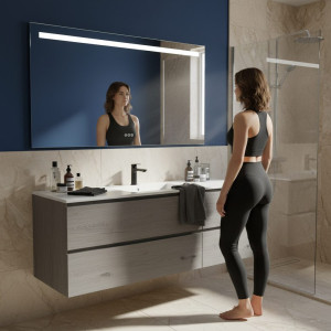 Rektangulär Badrumsspegel LED LUCA 120x70 cm – Imfri & Justerbart ljus