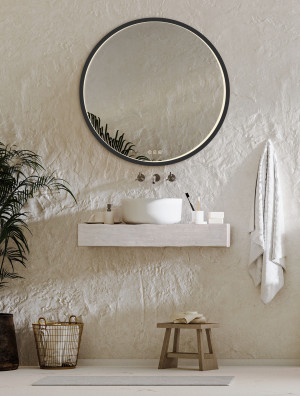 Rund Badrumsspegel LED EMMA 90 cm – Mattsvart – Imfri med Touch-sensor