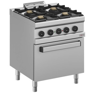 Gasherd 4 Brenner auf Elektrobackofen GN 1/1